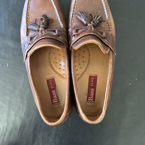 Bass Flex Loafers Men’s 10 Brown Leather Phillips Tassel Comfort Slip-on Y2K BP - Picture 6 of 11